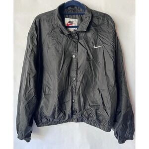 Vintage‎ 90s Nike White Tag Lined Snap Button Coach Jacket Size M Black